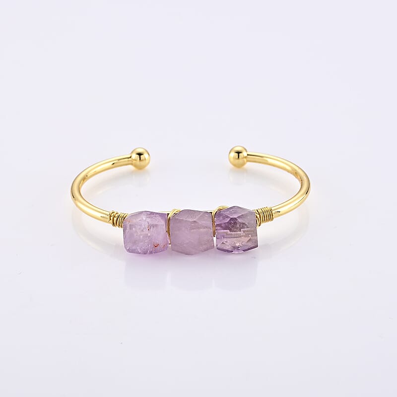 African Amethyst 35.00 ctw Bangle Bracelet in Goldtone (6.00-6.50 In)