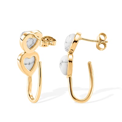 White Howlite 10.00 ctw Earrings in Goldtone