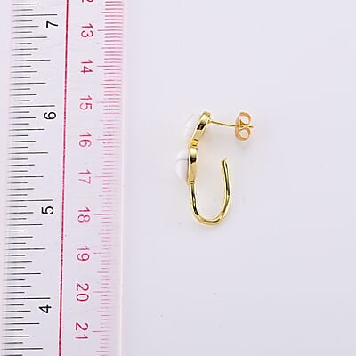 White Howlite 10.00 ctw Earrings in Goldtone