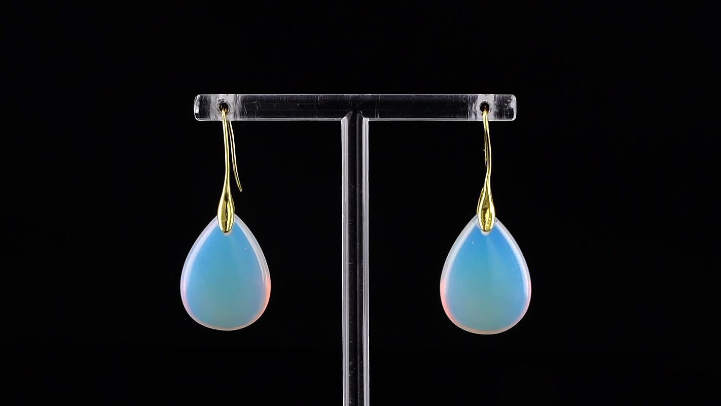 Opalite Earrings in Goldtone 40.00 ctw