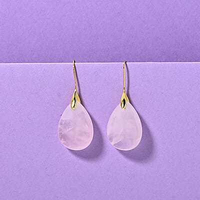 Galilea Rose Quartz 40.00 ctw Earrings in Goldtone