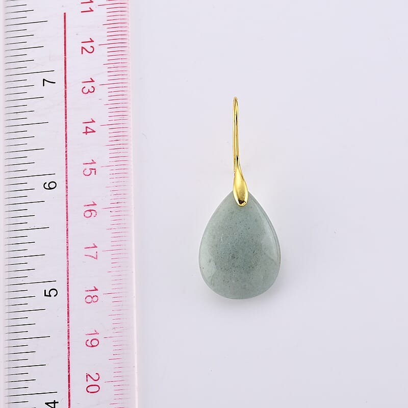 Green Aventurine 40.00 ctw Earrings in Goldtone