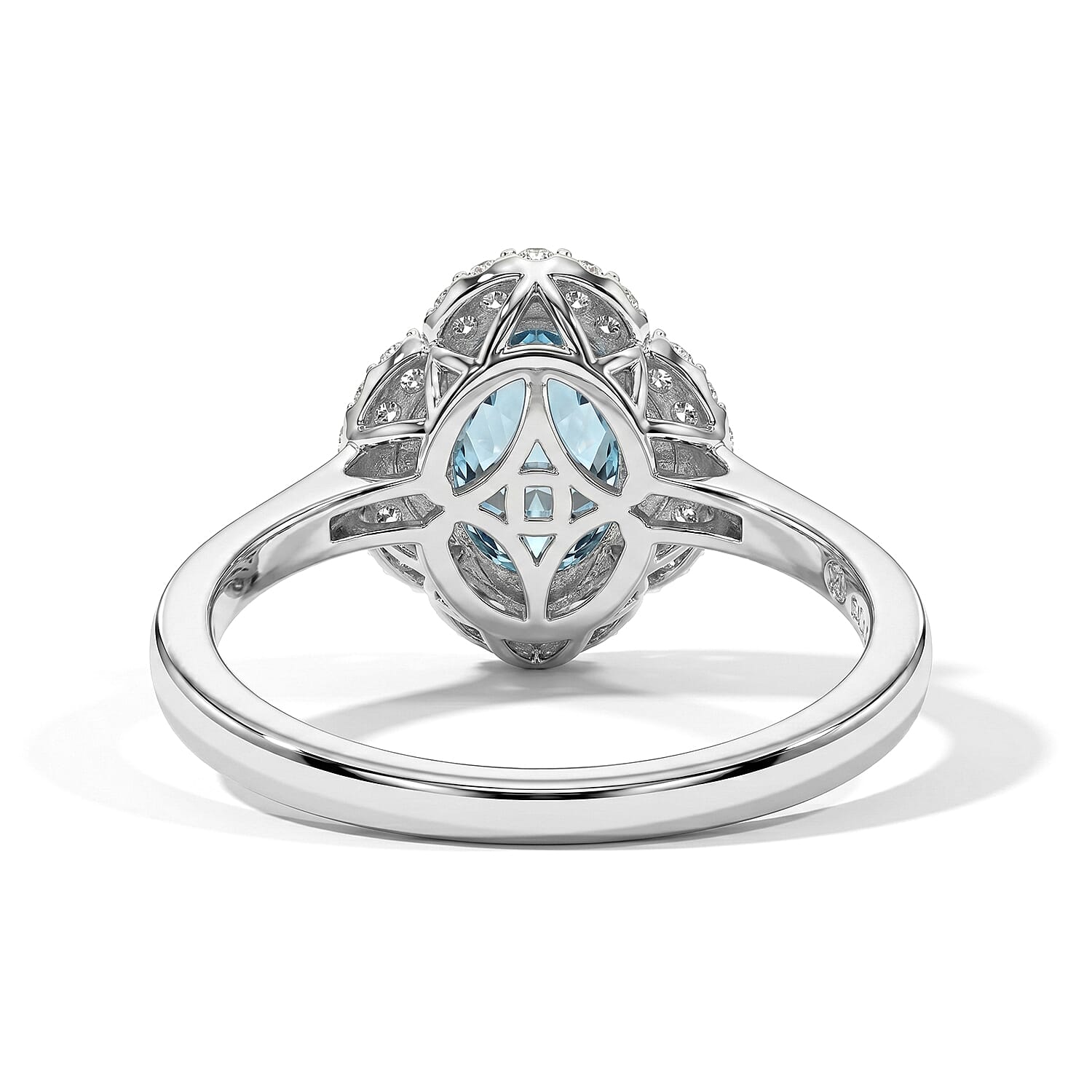 Certified & Appraised D'Joy Premium Cambodian Blue Zircon and Moissanite 2.50 ctw Ring in Rhodium Over Sterling Silver (Size 6.0)