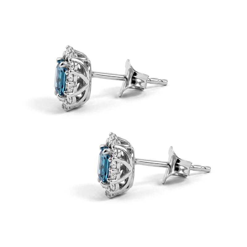 Certified & Appraised D'Joy Premium Cambodian Blue Zircon and Moissanite 2.00 ctw Earrings in Rhodium Over Sterling Silver