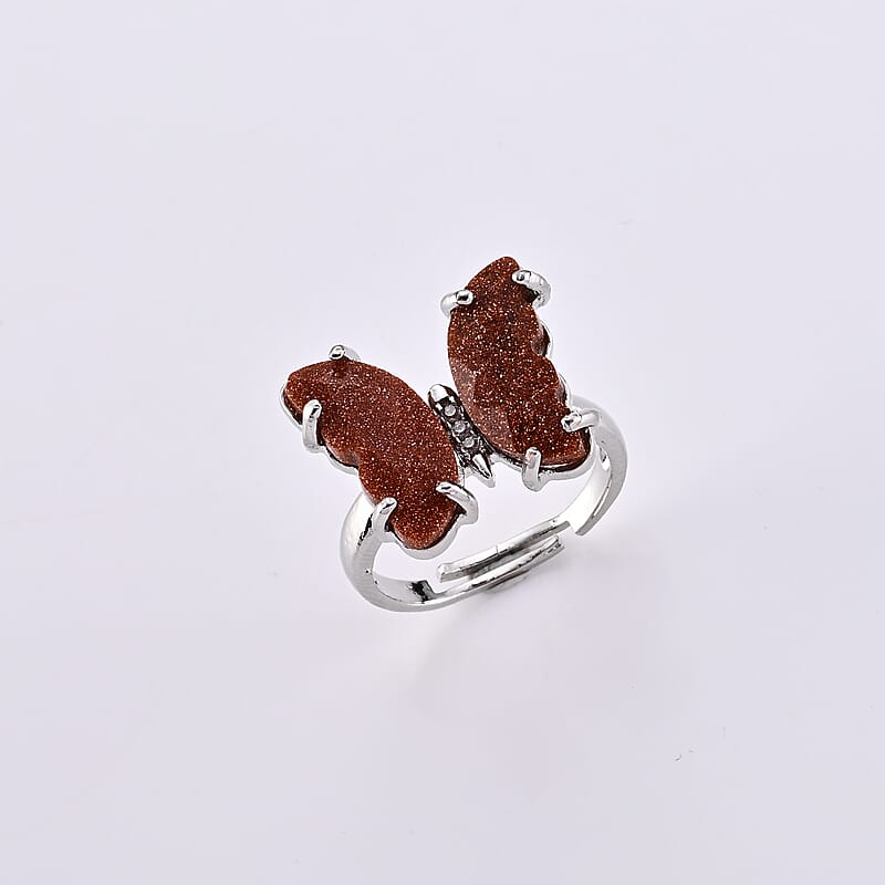Gold Sandstone 7.00 ctw Ring in Goldtone (Adjustable)