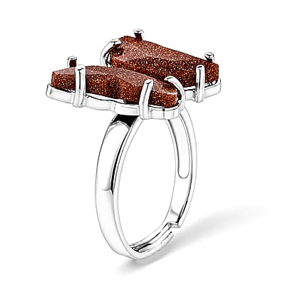 Gold Sandstone 7.00 ctw Ring in Goldtone (Adjustable)
