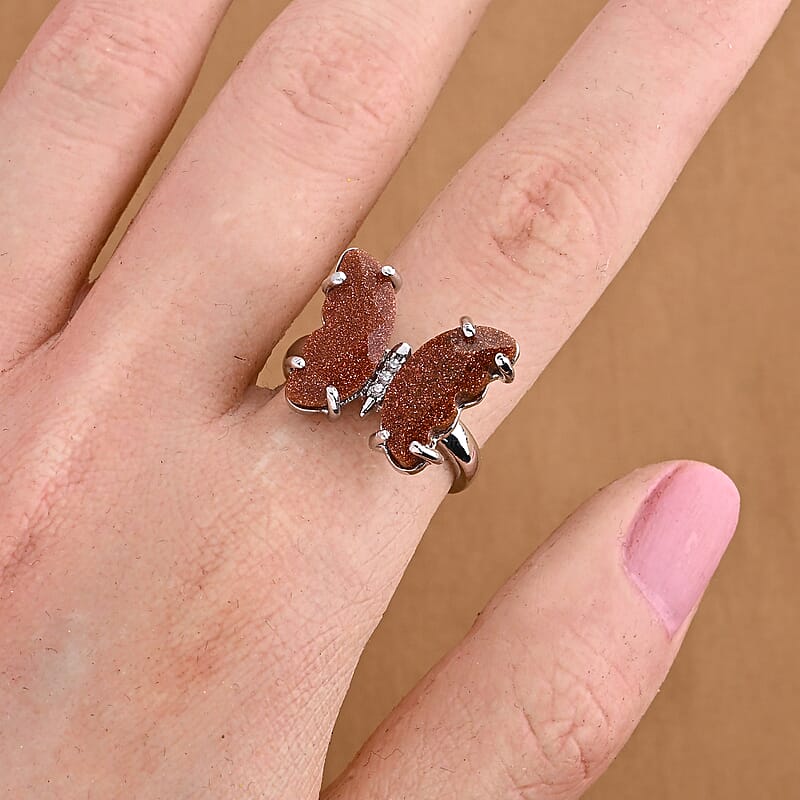 Gold Sandstone 7.00 ctw Ring in Goldtone (Adjustable)
