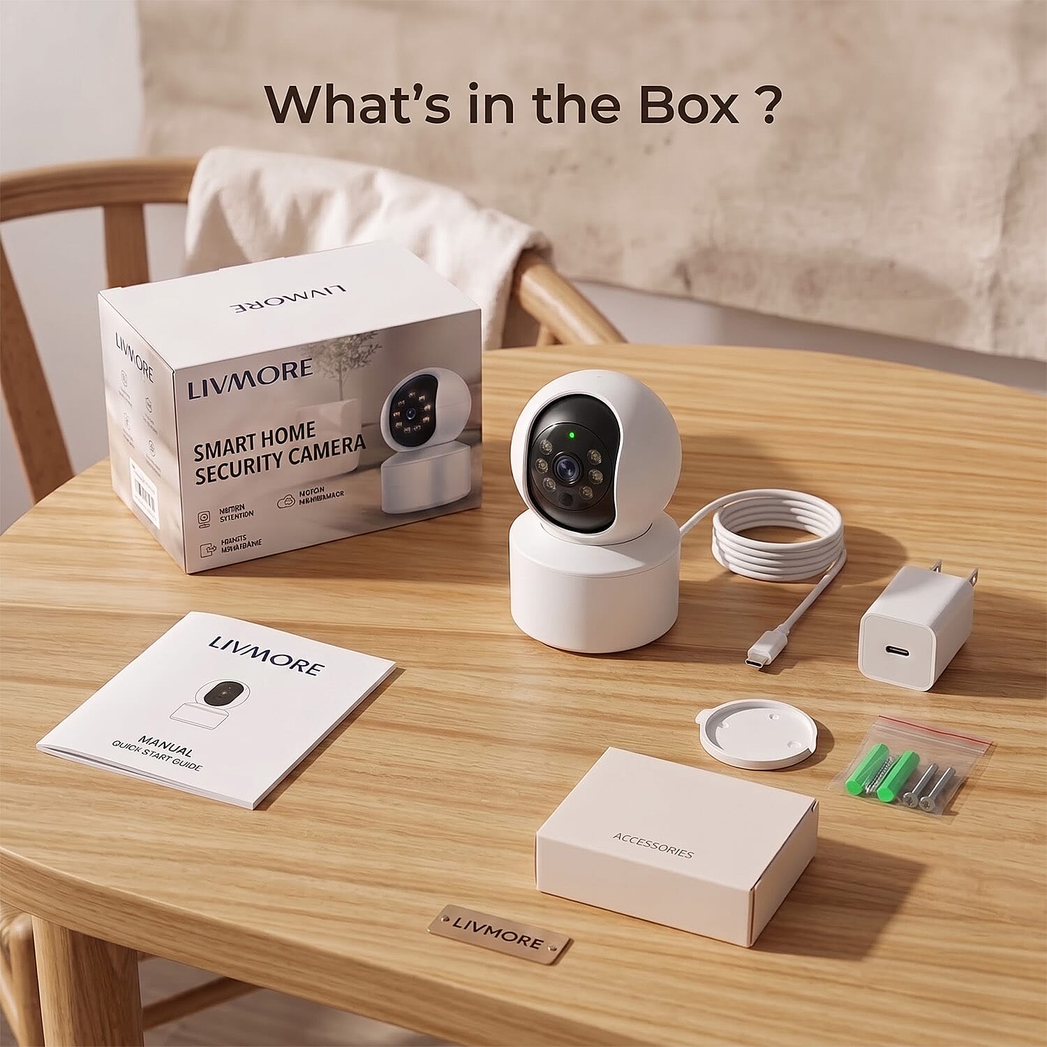 Livmore Destop Home Infrared HD Night Vision Wireless WiFi Camera (500,000 Pixels)