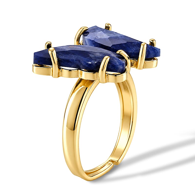 Blue Sodalite 7.00 ctw Ring in Goldtone (Adjustable)