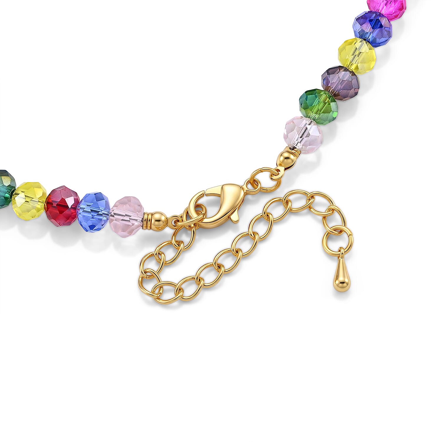 Austrian Multi Crystal and Multi Glass Necklace in Goldtone 20-23 Inches