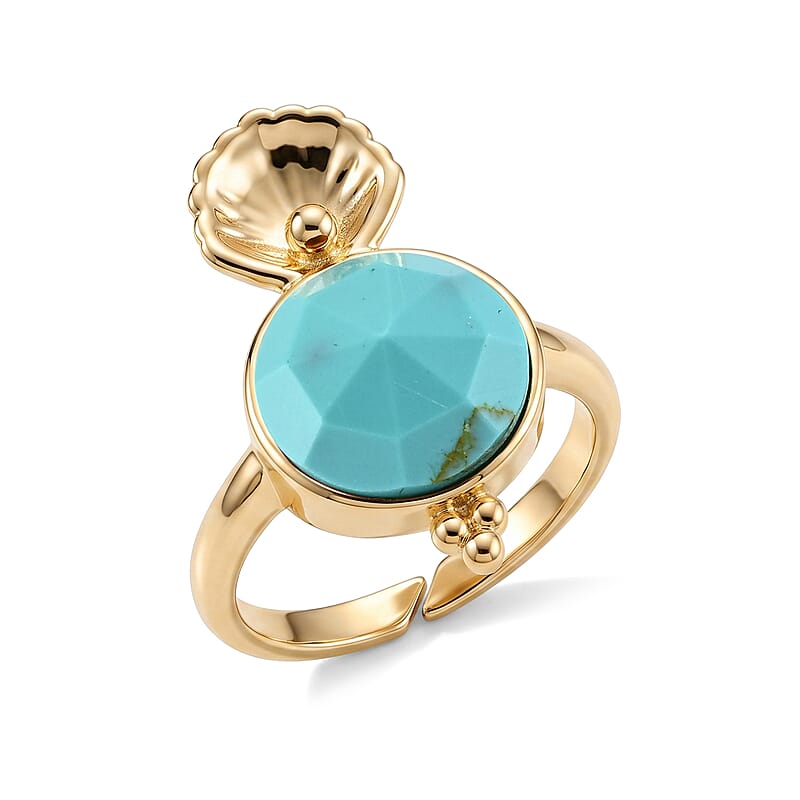 Blue Howlite 5.00 ctw Ring in Goldtone (Adjustable)