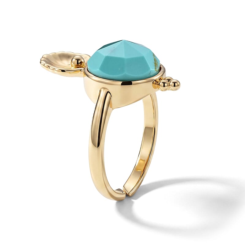 Blue Howlite 5.00 ctw Ring in Goldtone (Adjustable)