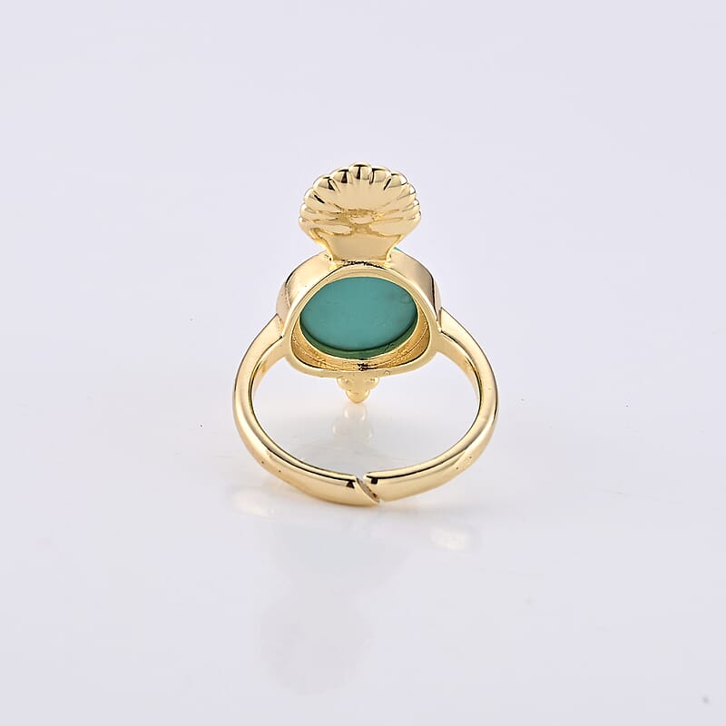 Blue Howlite 5.00 ctw Ring in Goldtone (Adjustable)