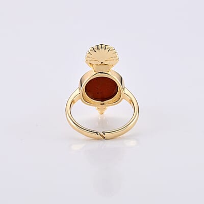 Red Jasper 5.00 ctw Ring in Goldtone (Adjustable)