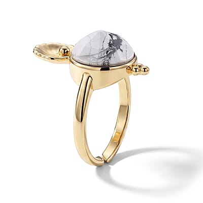 White Howlite 5.00 ctw Ring in Goldtone (Adjustable)