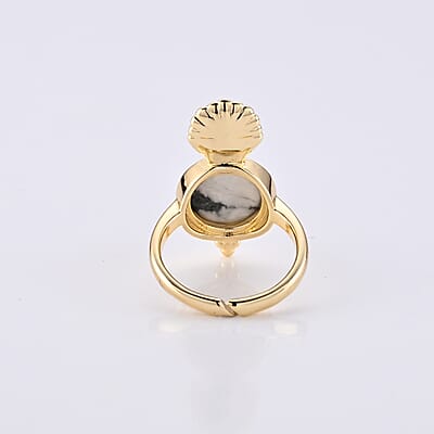 White Howlite 5.00 ctw Ring in Goldtone (Adjustable)