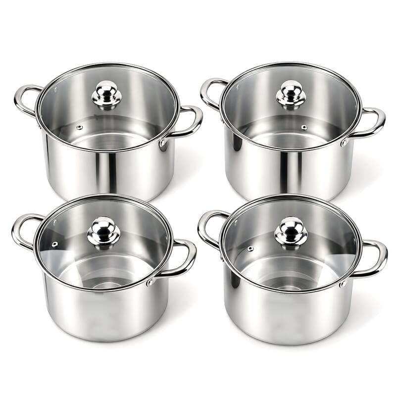 Livmore Stainless Steel Set of 4pcs Cooking Pot - 5L/6L/7L/10L