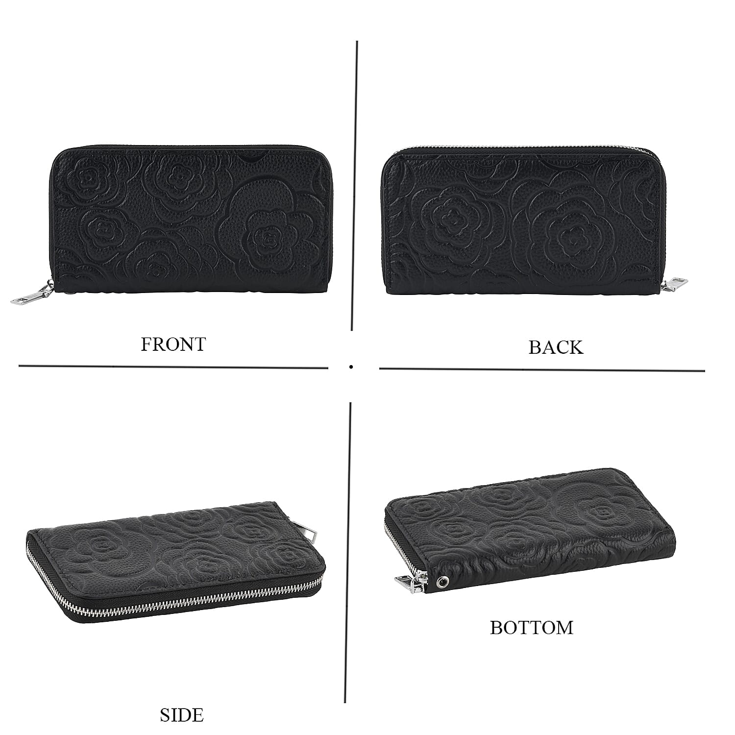 La Marey Black Genuine Leather RFID Protected Women's Wallet