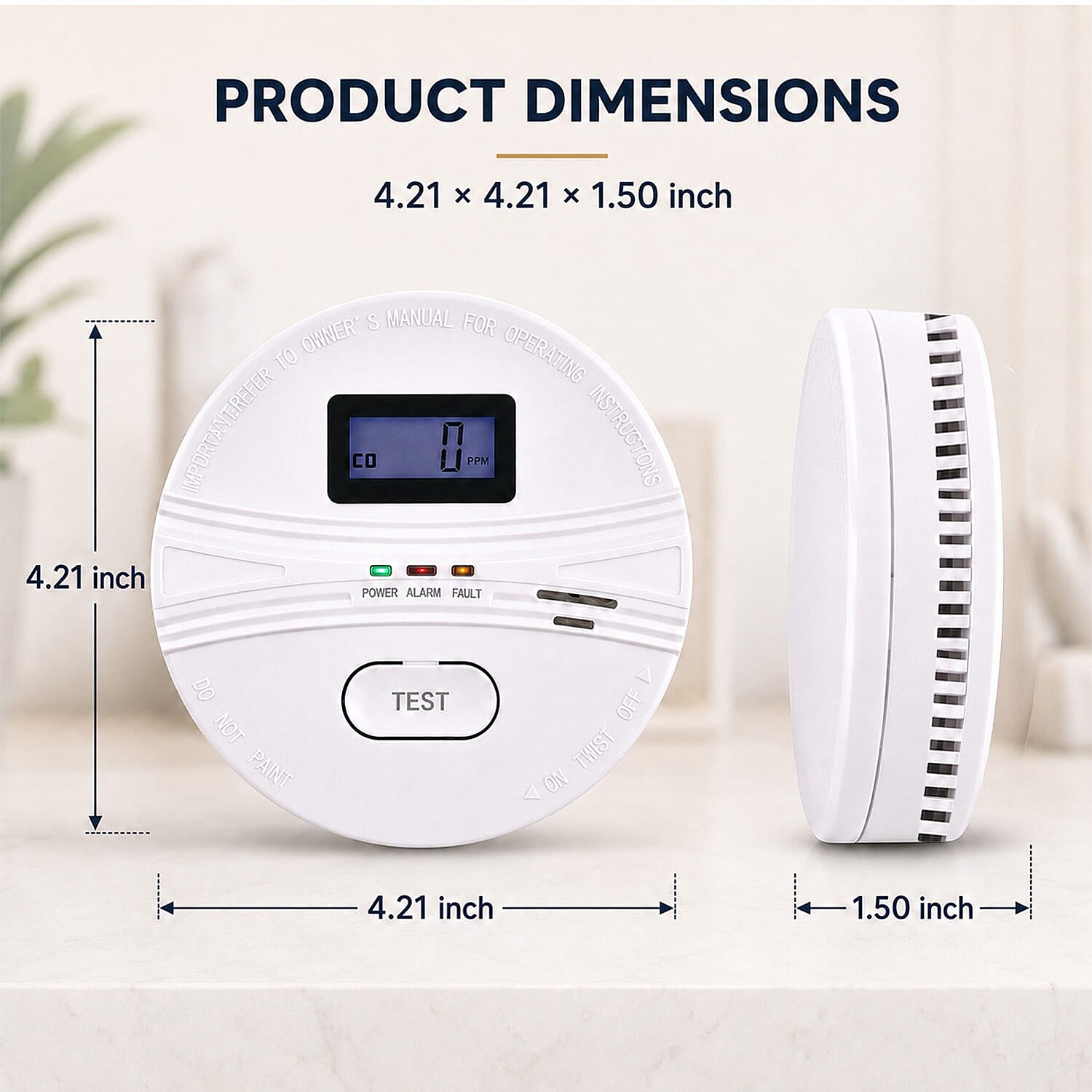 Livmore White Smoke & CO Combo Alarm Detector w/ Digital Display (Batterie Not Included)