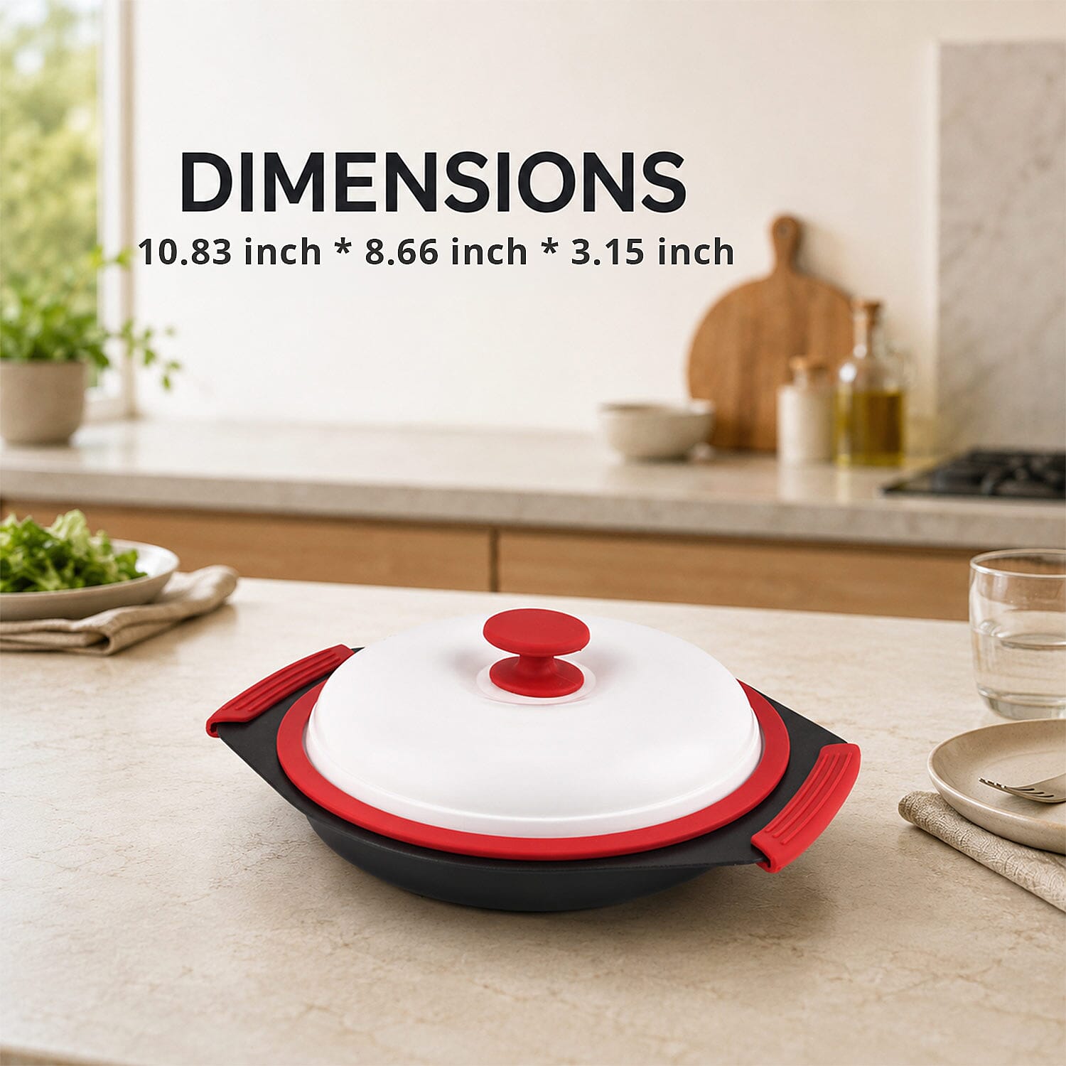 Red Round Pot with Iron Lid
