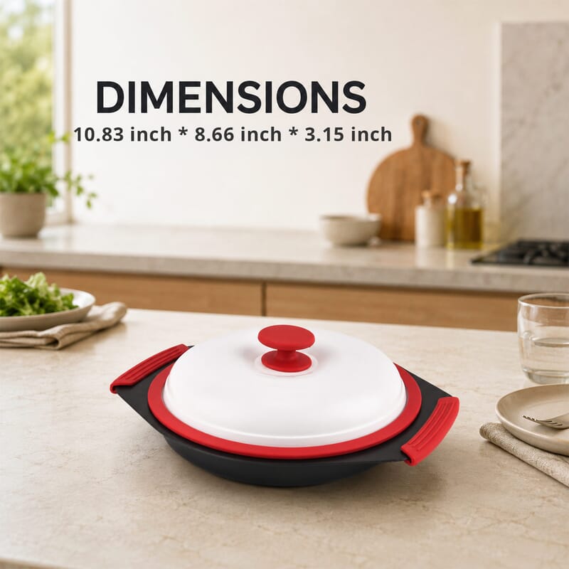 Red Round Pot with Iron Lid