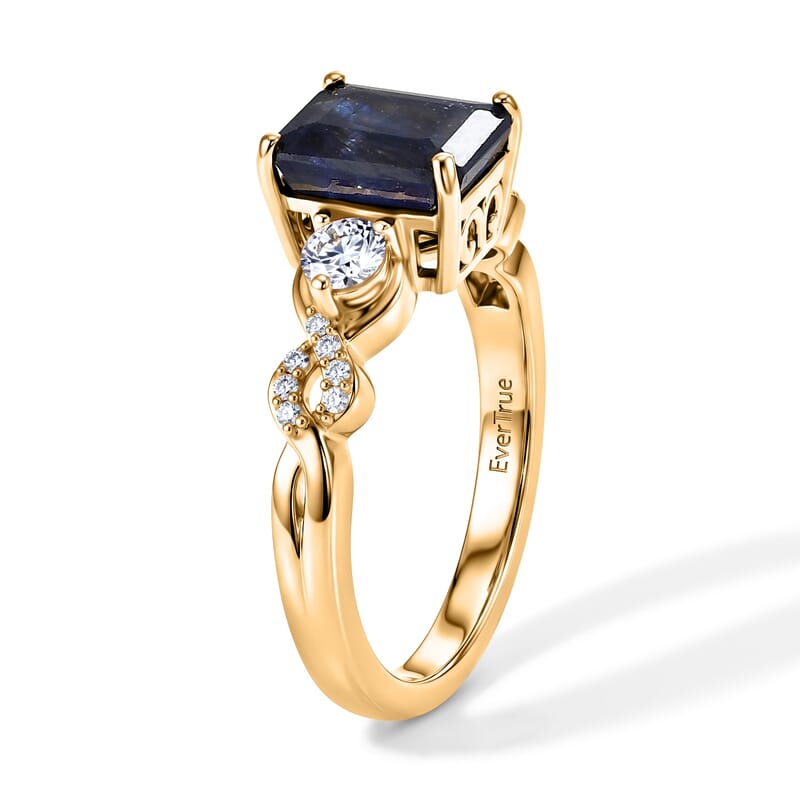 EverTrue Masoala Sapphire (D) and Moissanite 3.00 ctw Scarlet Knot Ring in 18K YG Plated (Size 10.0)