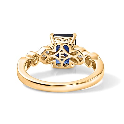 EverTrue Masoala Sapphire (D) and Moissanite 3.00 ctw Ring in 18K YG Plated (Size 10.0)