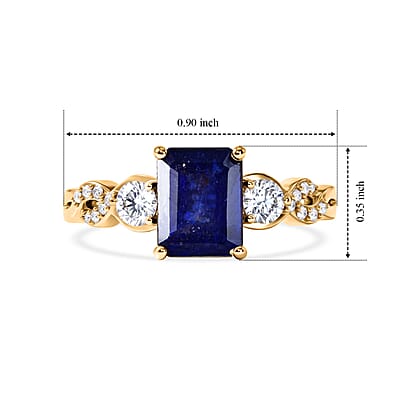 EverTrue Masoala Sapphire (D) and Moissanite 3.00 ctw Ring in 18K YG Plated (Size 10.0)