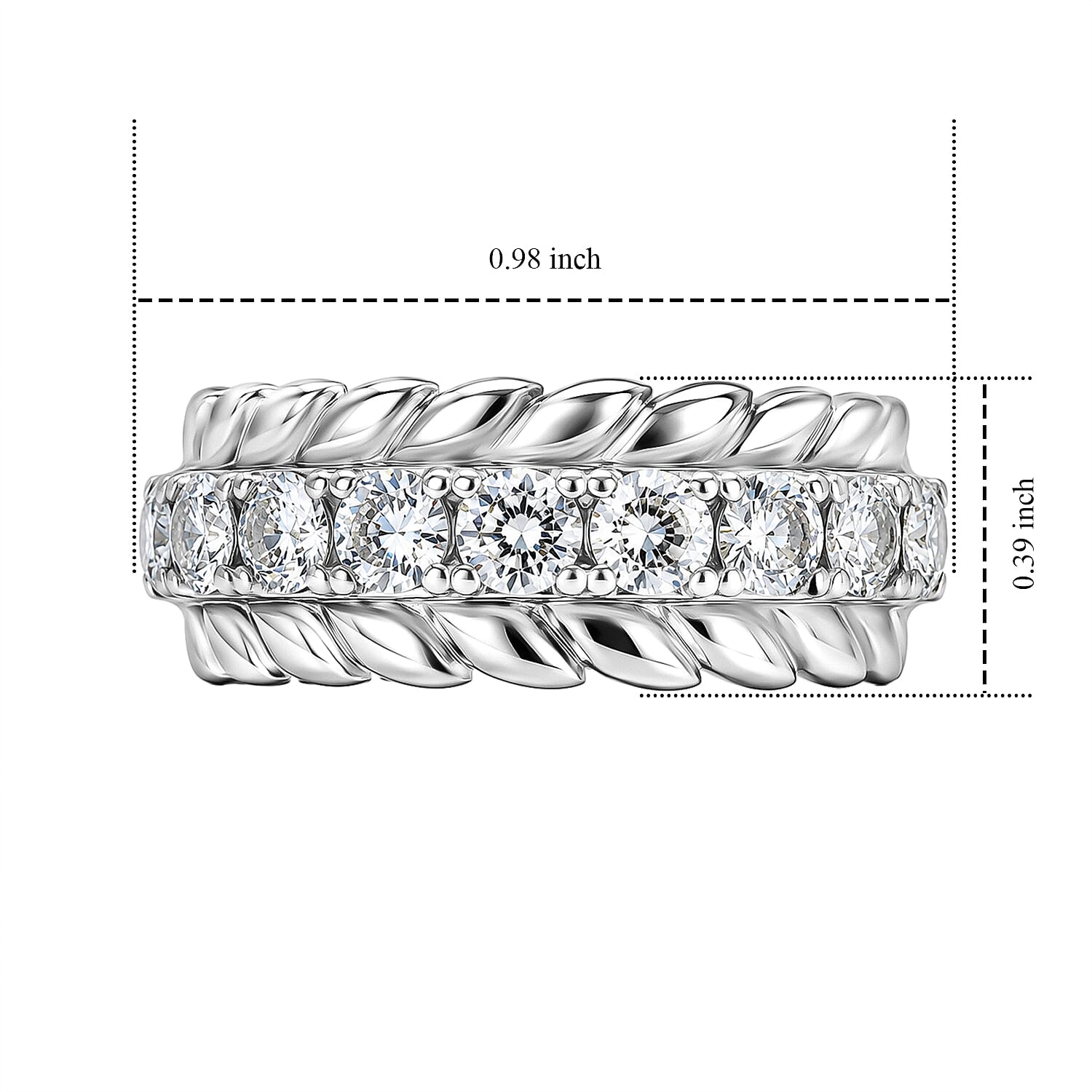 EverTrue Simulated Diamond 2.25 ctw Ring in Stainless Steel (Size 5.0)