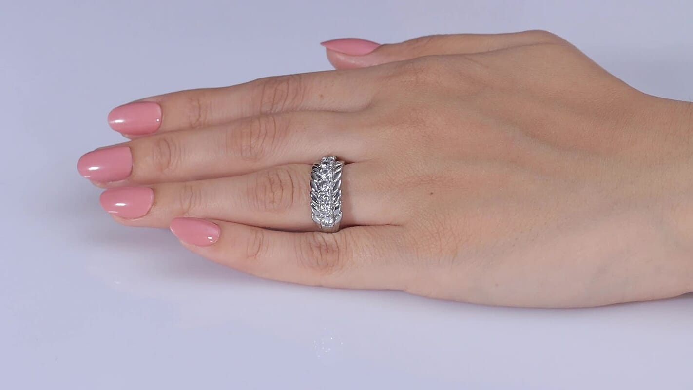 EverTrue Simulated Diamond Ring in Stainless Steel (Size 10.0) 2.25 ctw
