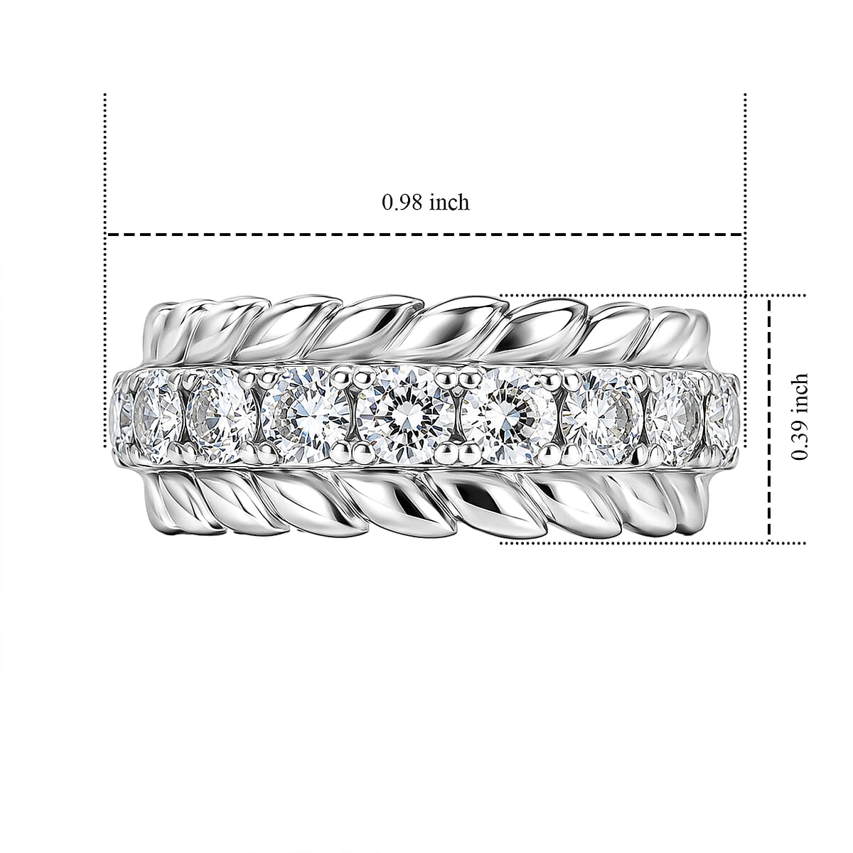 EverTrue Simulated Diamond 2.25 ctw Ring in Stainless Steel (Size 9) image number 5