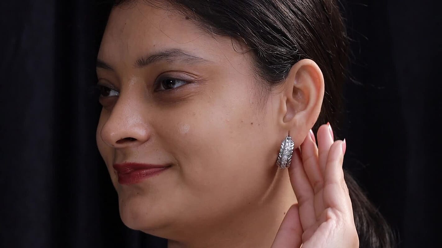 EverTrue Simulated Diamond Hoop Earrings in Stainless Steel 4.50 ctw