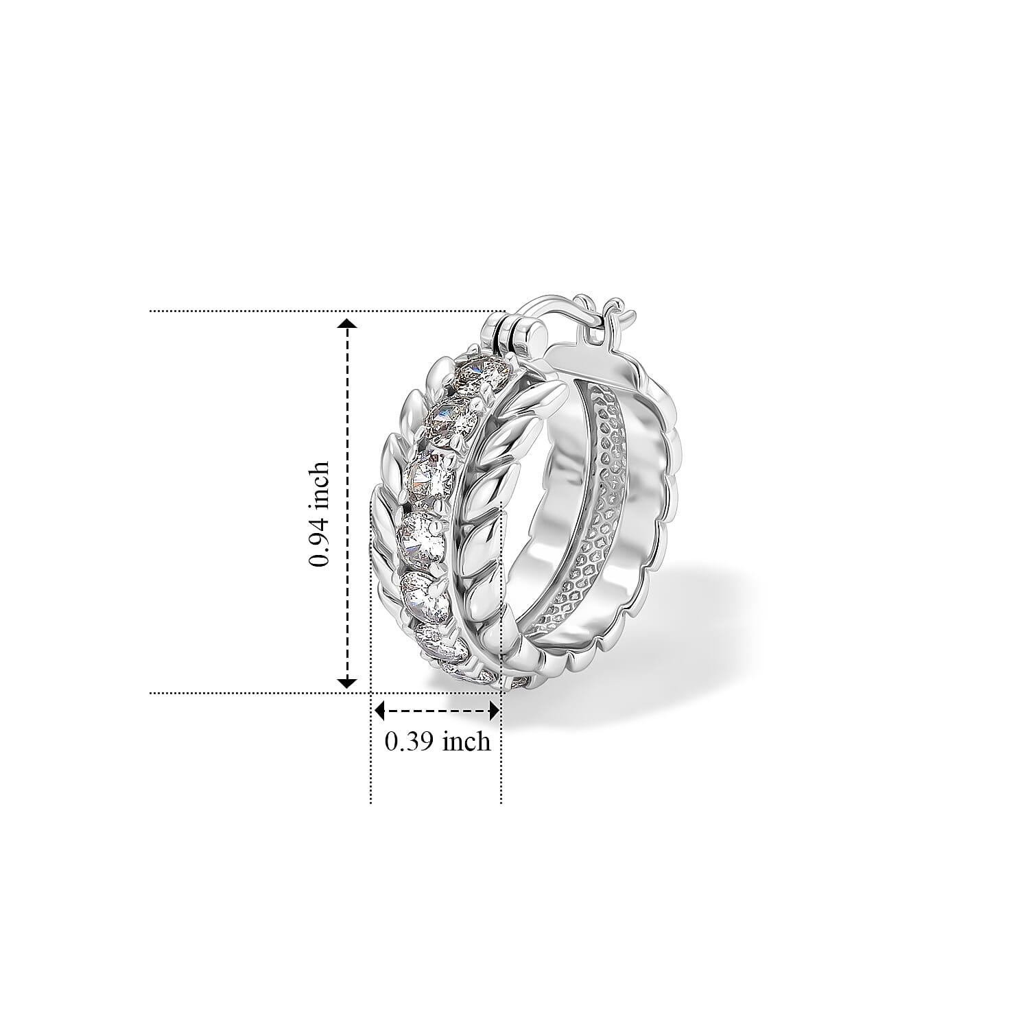 EverTrue Simulated Diamond Sudded Hoop Earrings in Stainless Steel