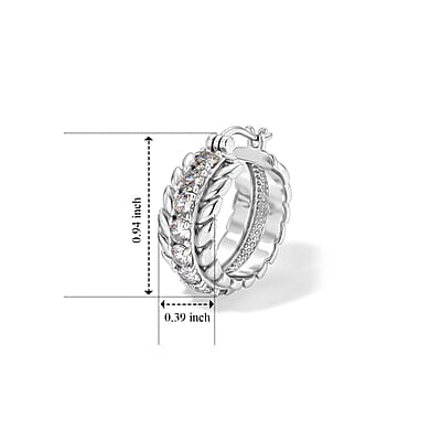 EverTrue Simulated Diamond Sudded Hoop Earrings in Stainless Steel