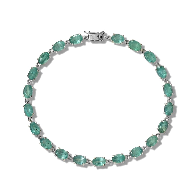 Luxoro Premium Kagem Zambian Emerald 9.20 ctw Bracelet in 10K Green Gold (7.25 In)