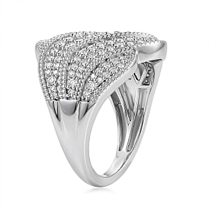 D'Joy Diamond 1.00 ctw Timeless Reverberation Ring in Rhodium Over Sterling Silver (Size 10.0)