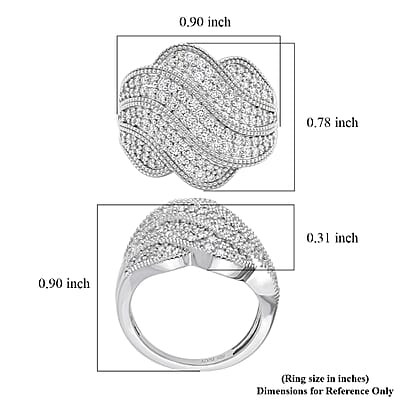D'Joy Diamond 1.00 ctw Timeless Reverberation Ring in Rhodium Over Sterling Silver (Size 6.0)