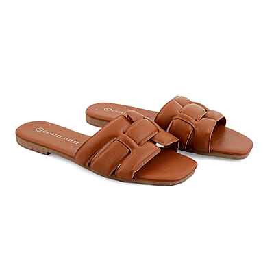 Lani Camel One Band Puff Slide -6