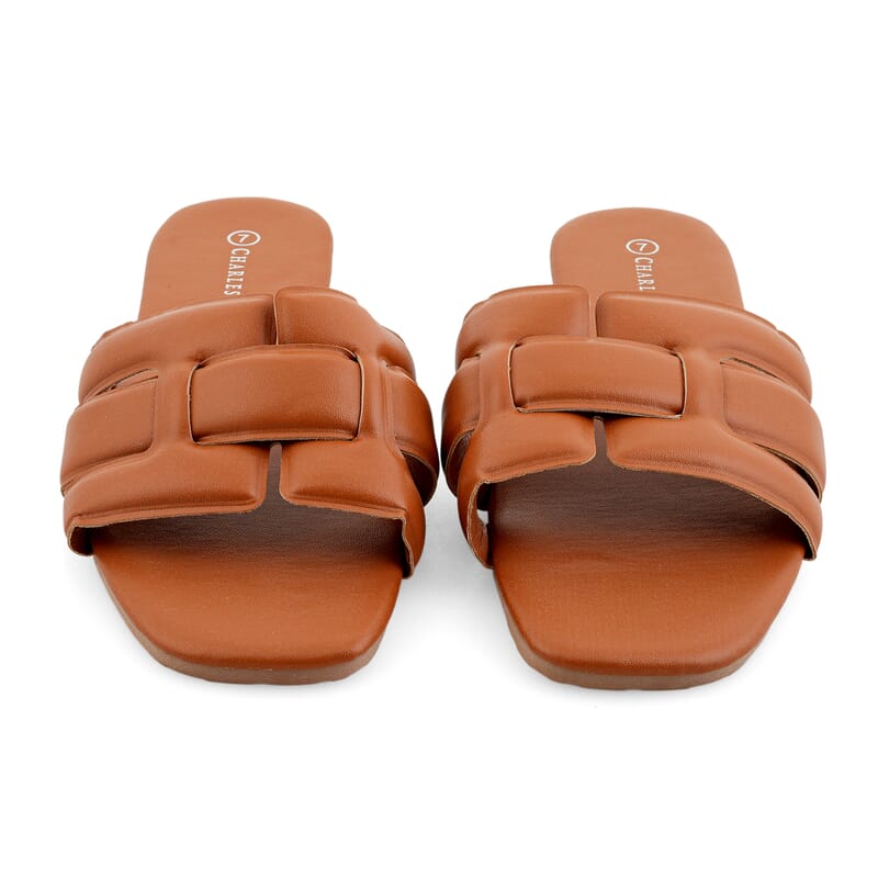 Lani Camel One Band Puff Slide -6