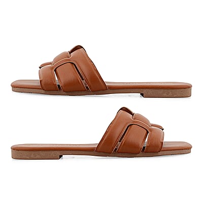 Lani Camel One Band Puff Slide -6