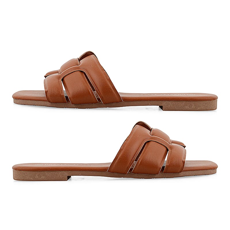 Lani Camel One Band Puff Slide -6
