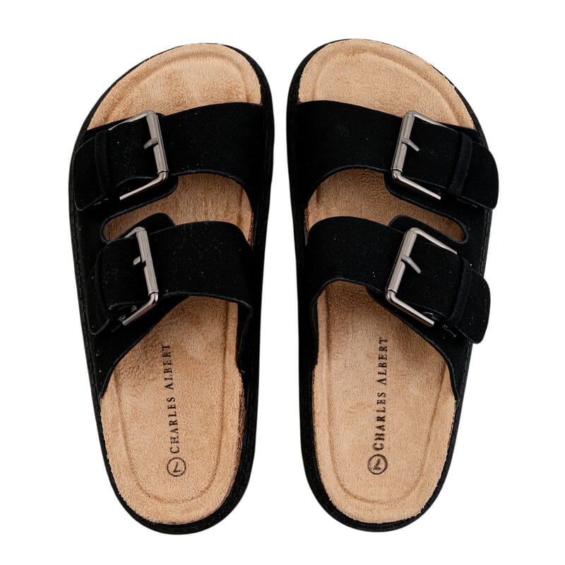 Charles Albert Black Strap Sandal -6