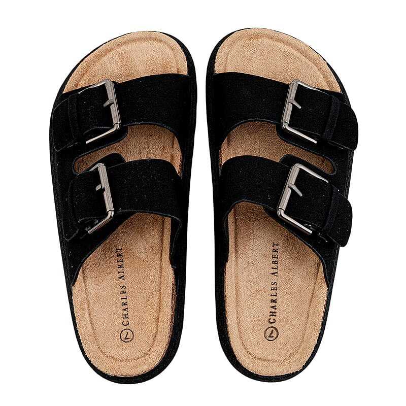 Charles Albert Black Strap Sandal -7