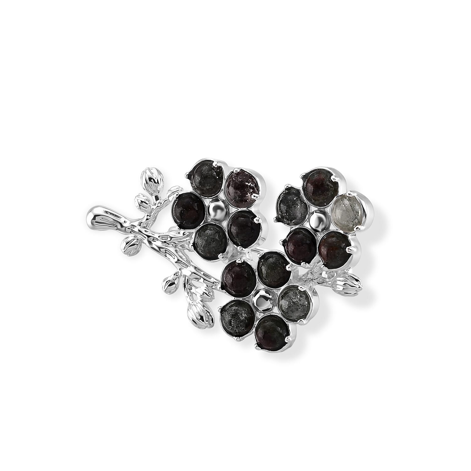 Phantom Multi Quartz 10.00 ctw Flower Brooch in Silvertone