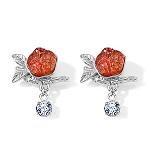 Golden Sunstone 5.01 ctw Earrings in Silvertone