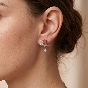 Golden Sunstone 5.01 ctw Earrings in Silvertone