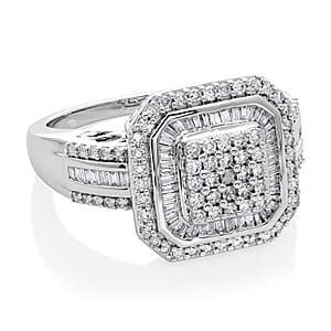 D'Joy Diamond 1.00 ctw Celestial Ring in Rhodium Over Sterling Silver (Size 10.0)