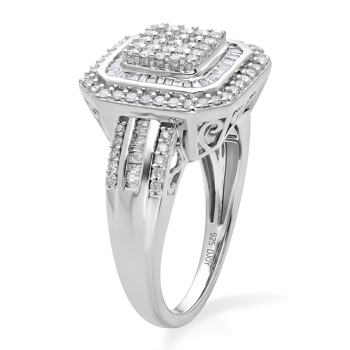 D'Joy Diamond 1.00 ctw Celestial Ring in Rhodium Over Sterling Silver (Size 10.0) image number 3