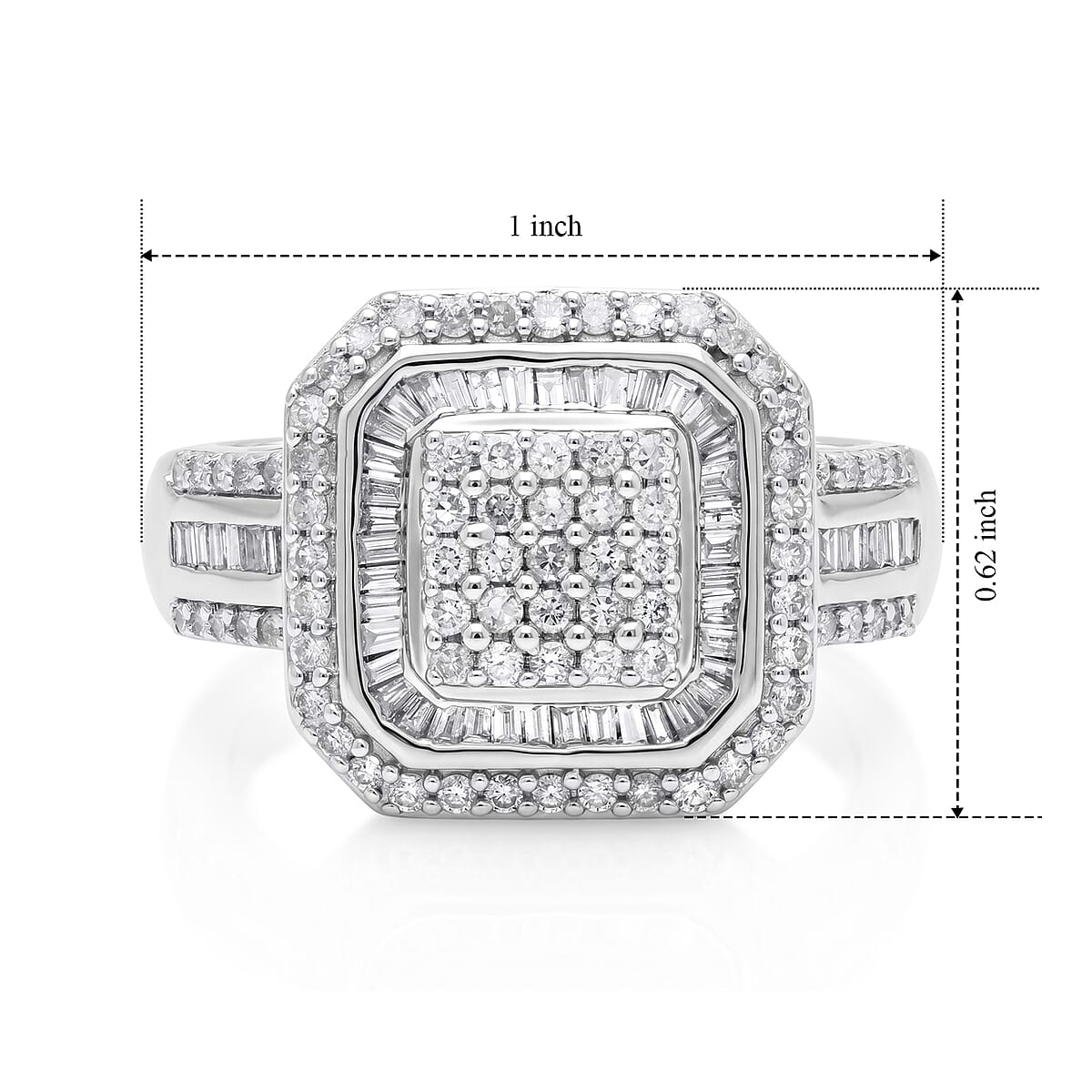 D'Joy Diamond 1.00 ctw Celestial Ring in Rhodium Over Sterling Silver (Size 10.0) image number 5