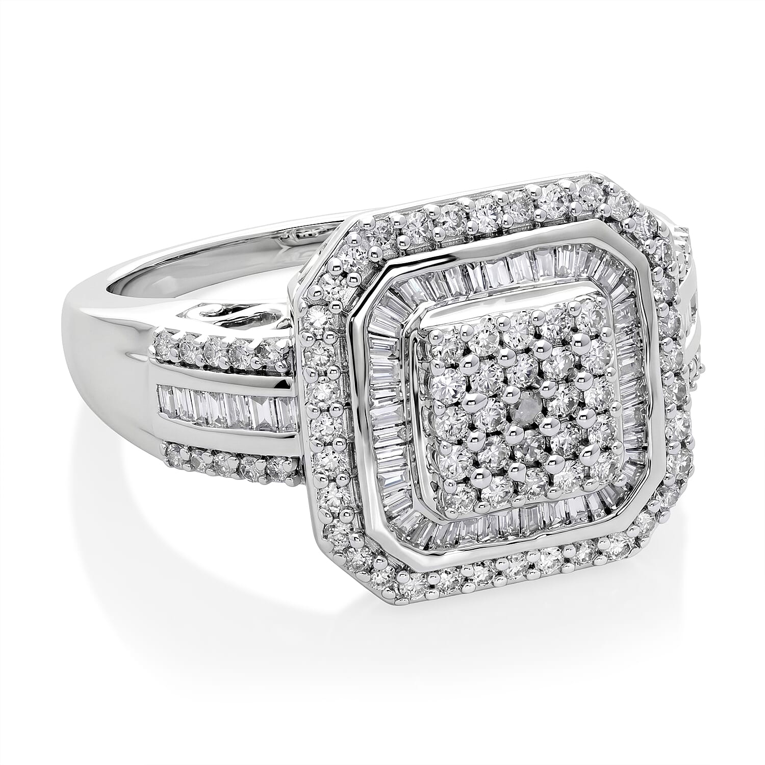 D'Joy Diamond 1.00 ctw Celestial Ring in Rhodium Over Sterling Silver (Size 6.0)